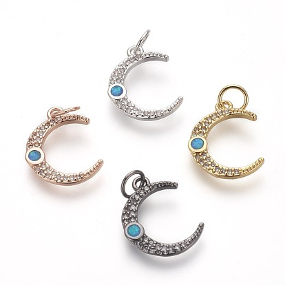 Латунные микро проложить кубического циркония подвески, с опалом, без свинца, без кадмии и без никеля, луна