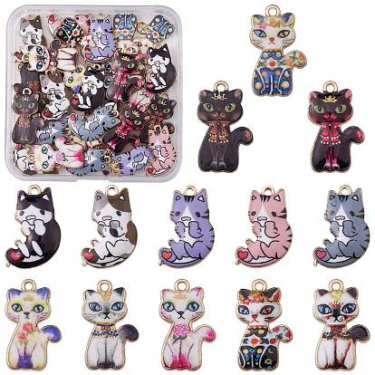 39шт 13 подвески из сплава с гальванопокрытием, напечатанный, без свинца, без кадмии и без никеля, кошачье очарование, золотой свет