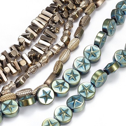 Electroplate Non-magnetic Synthetic Hematite Beads Strands, Mixed Shapes