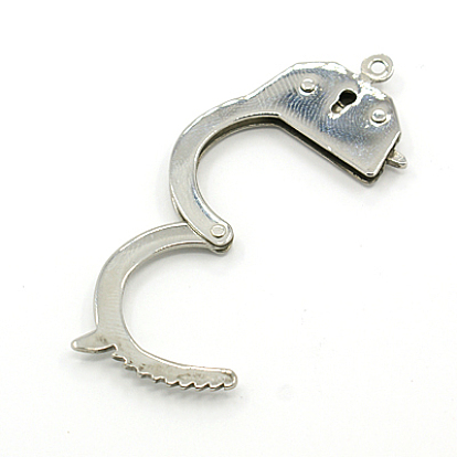304 Stainless Steel Handcuff Clasps, 38x26mm, Hole: 2mm