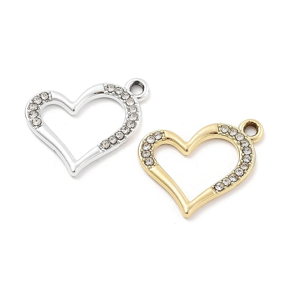 Подвески из сплава и страза, УФ-покрытием, сердце