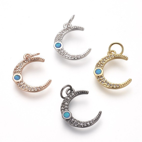 Латунные микро проложить кубического циркония подвески, с опалом, без свинца, без кадмии и без никеля, луна