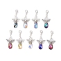 9 шт. ангельские стеклянные подвесные украшения, Подвески из сплава с карабином для украшения брелока для рюкзака