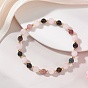 Натуральные разноцветные круглые браслеты из турмалина и розового кварца с эластичными бусинами для женщин.