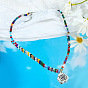 Colorful Pearl Choker Necklace with European and American Rose Pendant