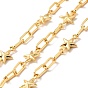 Rack Plating Brass Star & Rectangle Link Chains, Unwelded, with Spool, Cadmium Free & Nickel Free & Lead Free