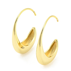 Brass Crescent Moon Stud Earrings, Half Hoop Earrings for Women
