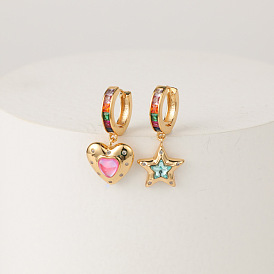 Sweet Heart Star Earrings Vintage Fashion Jewelry for Women