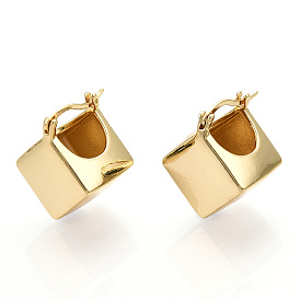 Brass Rhombus Thick Hoop Earrings for Women