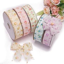 10 Yards Flower Pattern Organza Ribbons, Garment Accessories, Gift Packaging