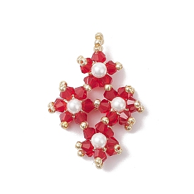 Подвески из имитирующего австрийского хрусталя и стеклянных бусин, ромб, граненые