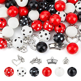 Набор для самостоятельного изготовления украшений на тему «День медсестры», включая деревянные круглые бусины, Подвески из сплава , сердце, машина скорой помощи и кепка