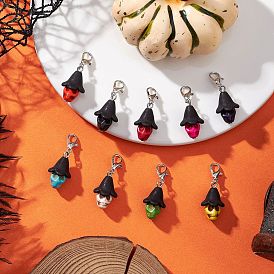 Подвеска-череп из матового акрила и окрашенной синтетической бирюзы на Хэллоуин, Сплав с застежками когтя омара, платина