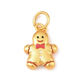 Рождественские латунные эмалевые подвески, очаровательные пряничные человечки, с целью перехода в кольце