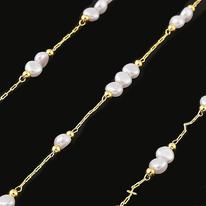 Латунные цепные цепи, с имитацией жемчуга, долговечный, пайки, без кадмия и без свинца, без свинца и без никеля , с катушкой