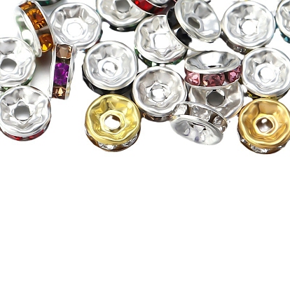 Rondelle Brass Rhinestone Spacer Beads