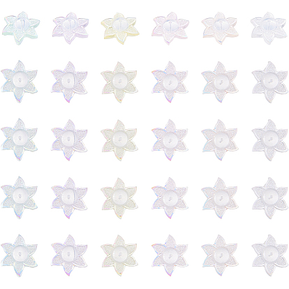 30шт. 6цветные акриловые ушки для сережек, с силиконовым, цветок