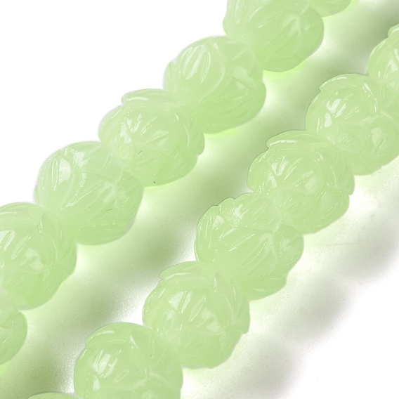 Brins de perles sculptées en corail synthétique, teint, fleur