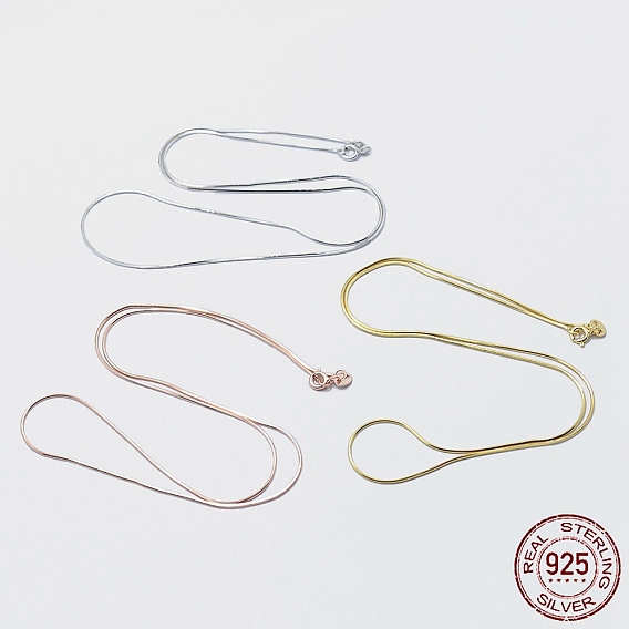925 Sterling Silver Chain Necklaces, with Spring Ring Clasps, with 925 Stamp