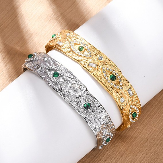 304 браслеты-манжеты из нержавеющей стали со стразами для женщин, злые глаза, с бирюзой