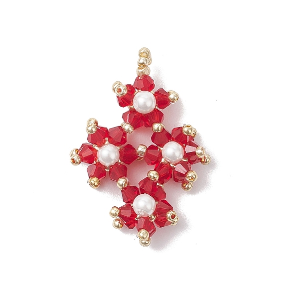 Подвески из имитирующего австрийского хрусталя и стеклянных бусин, ромб, граненые