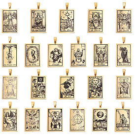 201 подвески из нержавеющей стали, лазерная гравировка, прямоугольник с узорами карт Таро