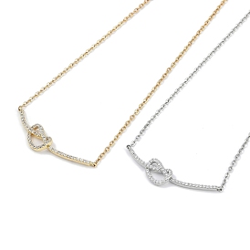 Стойка покрытие латунь микропаве прозрачный кубический цирконий сердце кулон кабель цепочка ожерелья, без кадмия и без свинца, долговечный