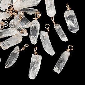 30Подвески из натурального кварца, с медной проволокой, золотые, самородки прелести