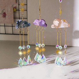 Cloud Shape Gemstone & Crystal Glass Sun Catcher Pendant, Rainbow Maker, DIY Garden & Home Decoration