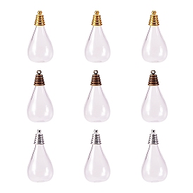 PandaHall Elite Glass Bottle Pendant Makings Sets, with Alloy Pendant Bails and Glass Cover, Drop