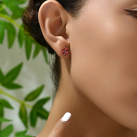S925 Sterling Silver Clover Stud Earrings, with Cubic Zirconia, Silver