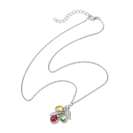 Stainless Steel and Glass Pendants Necklaces, Birthstone Necklaces, Cable Chains Necklaces