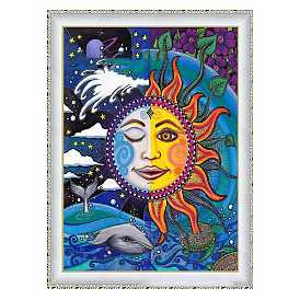 DIY Sun & Moon Pattern Diamond Painting Kits, Including Resin Rhinestones, Diamond Sticky Pen, Tray Plate and Glue Clay, for Witchcraft Wiccan Altar Supplies