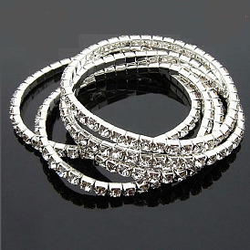 Sparkling Single Row Elastic Bracelet Set - Shiny and Sophisticated Celebrity Style Jewelry