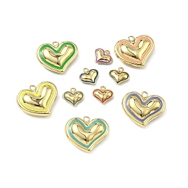 Латунь эмаль подвески, сердце прелести, без кадмия и без свинца, стойки покрытие, реальный 18 k позолоченный