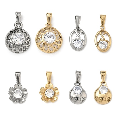 304 из нержавеющей стали горный хрусталь подвески, нержавеющая сталь цвет / золотой