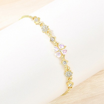 Браслеты-слайдеры из сплава со стразами, браслеты-цепочки для женщин, клевер и цветок