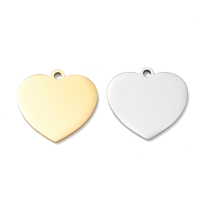 304 Stainless Steel Pendants, Heart Charms, Stamping Blank Tag