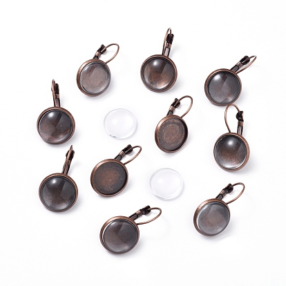 DIY Earring Making, with Brass Leverback Earring Findings and Transparent Oval Glass Cabochons