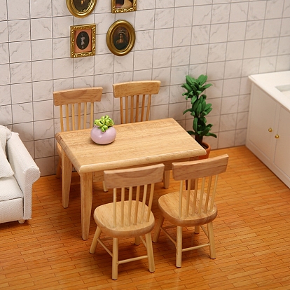 Mini Wood Dollhouse Furniture Accessories, for Miniature Living Room, Chair/Desk