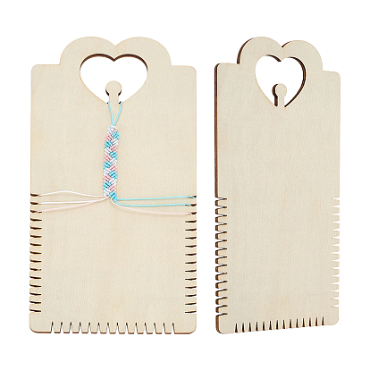 Вязальщицы браслетов из фанеры и дерева, диск для плетения браслета, Прямоугольник с сердцем