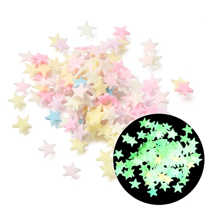 Luminous Handmade Polymer Clay Cabochons, Star, Glow in the Dark
