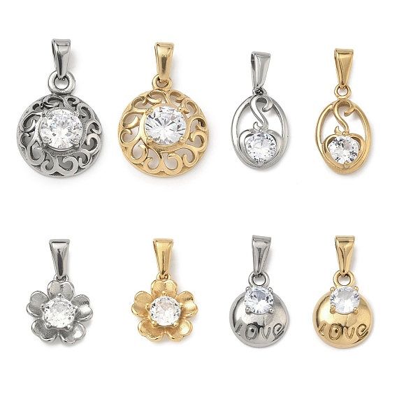 304 из нержавеющей стали горный хрусталь подвески, нержавеющая сталь цвет / золотой