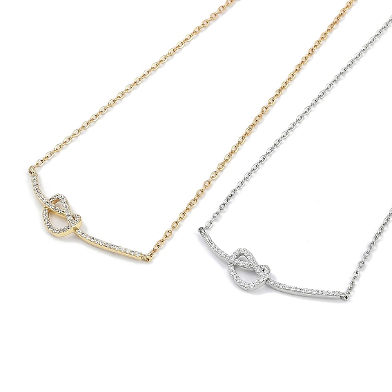 Стойка покрытие латунь микропаве прозрачный кубический цирконий сердце кулон кабель цепочка ожерелья, без кадмия и без свинца, долговечный