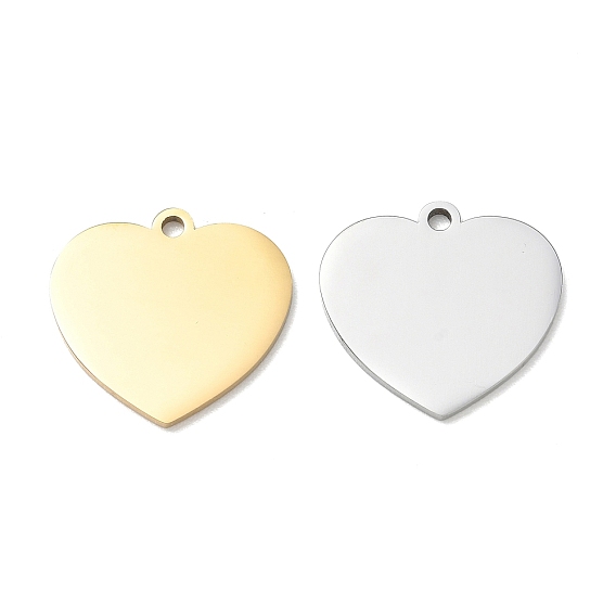304 Stainless Steel Pendants, Heart Charms, Stamping Blank Tag