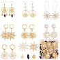 Набор для изготовления сережек в виде солнечных капель своими руками, включая 201 подвески из нержавеющей стали, сплава и латуни и соединительные звенья, Железные крючки для сережек, серьги-гвоздики и кольца из латуни и сплава, Стеклянные бусины