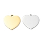 304 Stainless Steel Pendants, Heart Charms, Stamping Blank Tag