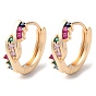 Rack Plating Brass Micro Pave Colorful Cubic Zirconia Hoop Earrings
