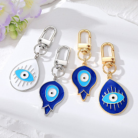 Vintage Turkish Blue Eye Keychain with Oil Drop Devil's Eye Charm