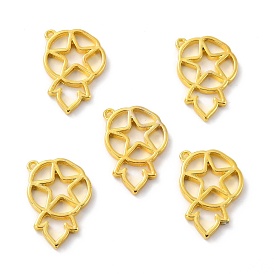 Alloy Open Back Bezel Pendants, For DIY UV Resin, Epoxy Resin, Pressed Flower Jewelry, Flower with Star